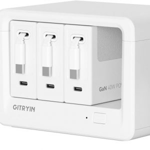Gitryin 12-in-1 Desktop Charging Station with 3 Retractable Type-C Chargers and 1 Lightning Charger, 40W USB-C Power Strip with 33.5in Cable, Extension Cord with 1020J Surge Protection for Home Office