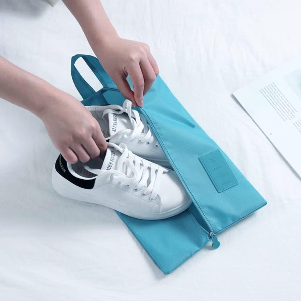 7 Set Packing Cubes, Travel Foldable Luggage Organizers Storage Bag Accessories Suitcase with Laundry Bag & Shoe Bag, Blue - Image 6