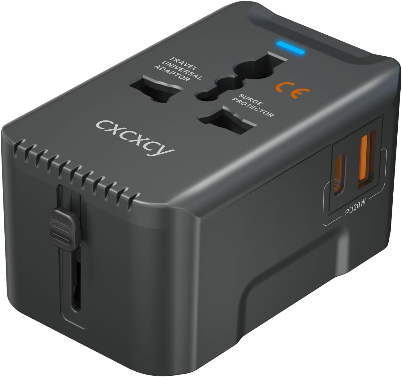 20W PD Fast Charging Universal Travel Adapter, 3-in-1 with 1 Type-C & 1 USB-A Ports, European Plug, International Power Adapter for US/JP/EU/UK/AUS/CHN, Worldwide Travel Essentials - Image 2
