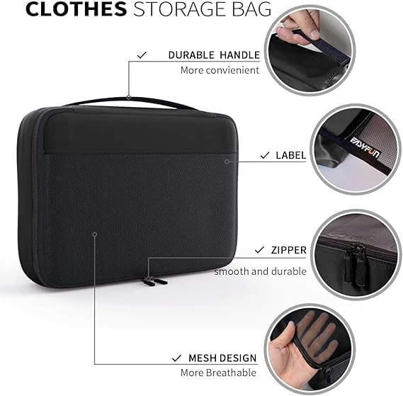 Packing Cubes Organizer Bags For Travel Accessories Packing Cube Compression 6 Set For Luggage Suitcase (Black Red) - Image 2