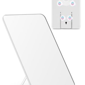 OMIRO Magnetic Locker Mirror, 10 x 7 inches Desk Makeup Mirror with Adjustable Stand and Hanging Hole for Shaving and Traveling, Strong Magnets for Secure Attachment,White