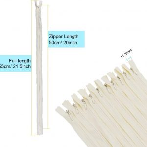 40Pcs 20 Inch Nylon Invisible Zippers Sewing for Tailor Sewing Crafts, Dresses, Skirts, Pillows DIY Crafter’s Special (Beige)