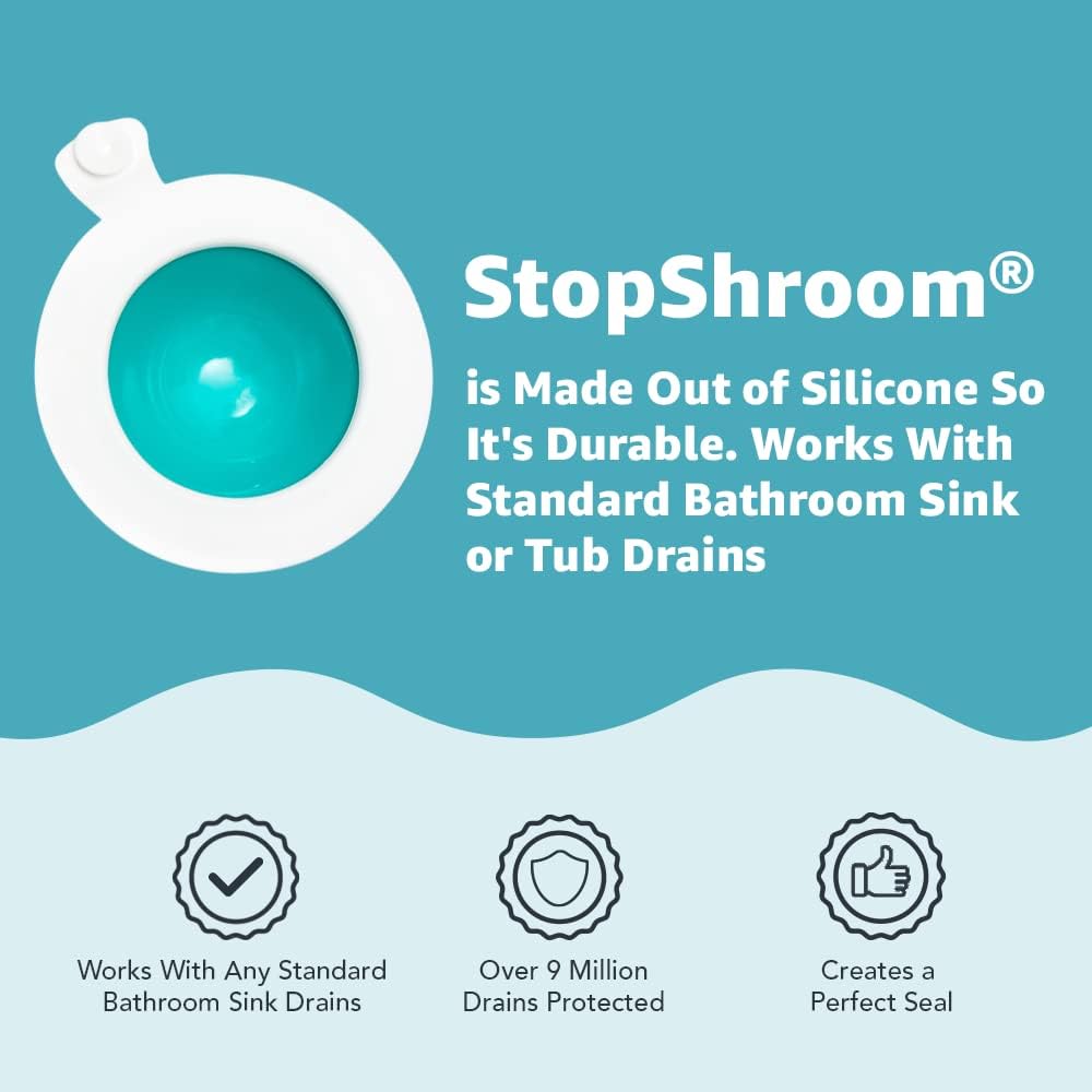 StopShroom The Ultimate Universal Drain Stopper Plug for Bathtub, Bathroom, and Kitchen Sink Drains (White) - Image 6