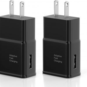 Samsung Adaptive Fast Charging USB Wall Charger Adapter For Samsung Galaxy S25 Ultra/S25/S25+/S25/s24/s23S8 S9 / Edge/Plus/Active, Note 5 8, 9, Note 10, Quick Charge, Android Phone Travel Plug -2 Pack