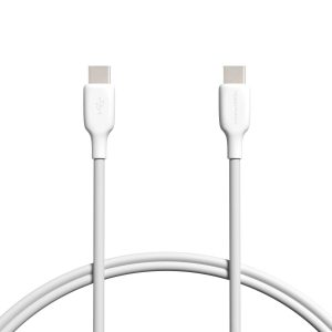 Amazon Basics USB-C to USB-C 2.0 Fast Charger Cable, 480Mbps Speed, USB-IF Certified, for Apple iPhone 16/15, iPad, Samsung Galaxy, Tablets, Laptops, 3 Foot, White
