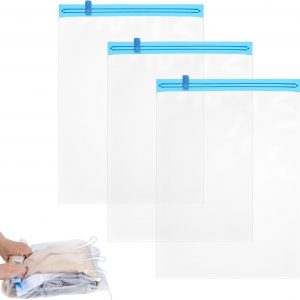 3Pack Suction Bags for Travel, Roll-Up Space Saver Bag with Hand Pump, Vacuum Seal Travel Bags Suitcase Packing Organizers