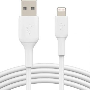 Belkin Lightning Cable (Boost Charge Lightning to USB Cable for iPhone, iPad, AirPods) MFi-Certified iPhone Charging Cable, 3ft/1m, White (CAA001bt1MWH)