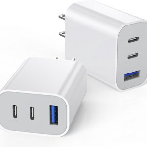 [2-Pack]iPhone 17 16e 15 Charger Block,35W 3-Port Fast USB C Charger Block Dual Port PD Power Adapter + QC Wall Plug Multiport USBC Wall Charge Block for iPhone 17/17 Air/17 16 15 Pro/Pro Max/14/13/12