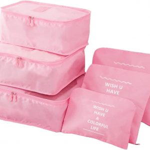 6 Pack Packing Cubes for Suitcases, Luggage Organizer, Travel Bag Organizer Storage Bags, Travel Cubes Compression (Pink)