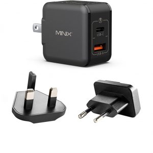 MINIX P1 Mini 30W USB C Charger, 33W PPS 2-Port GaN Charger 1 USB-C Port, 1 USB-A Port with Foldable Plug, Compatible with iPhone 8-15/16 Series, Galaxy S10-S23, Pad and More