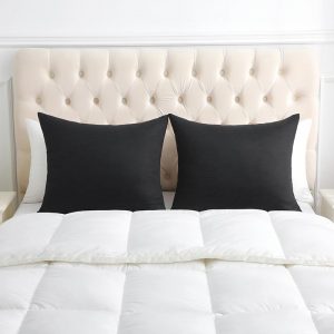 uwkcy King Pillow Cases, 100% Egyptian Cotton Pillowcases with Hidden Zipper, 500 Thread Count, Zippered Pillow Covers,Set of 2 (20×36, Black)