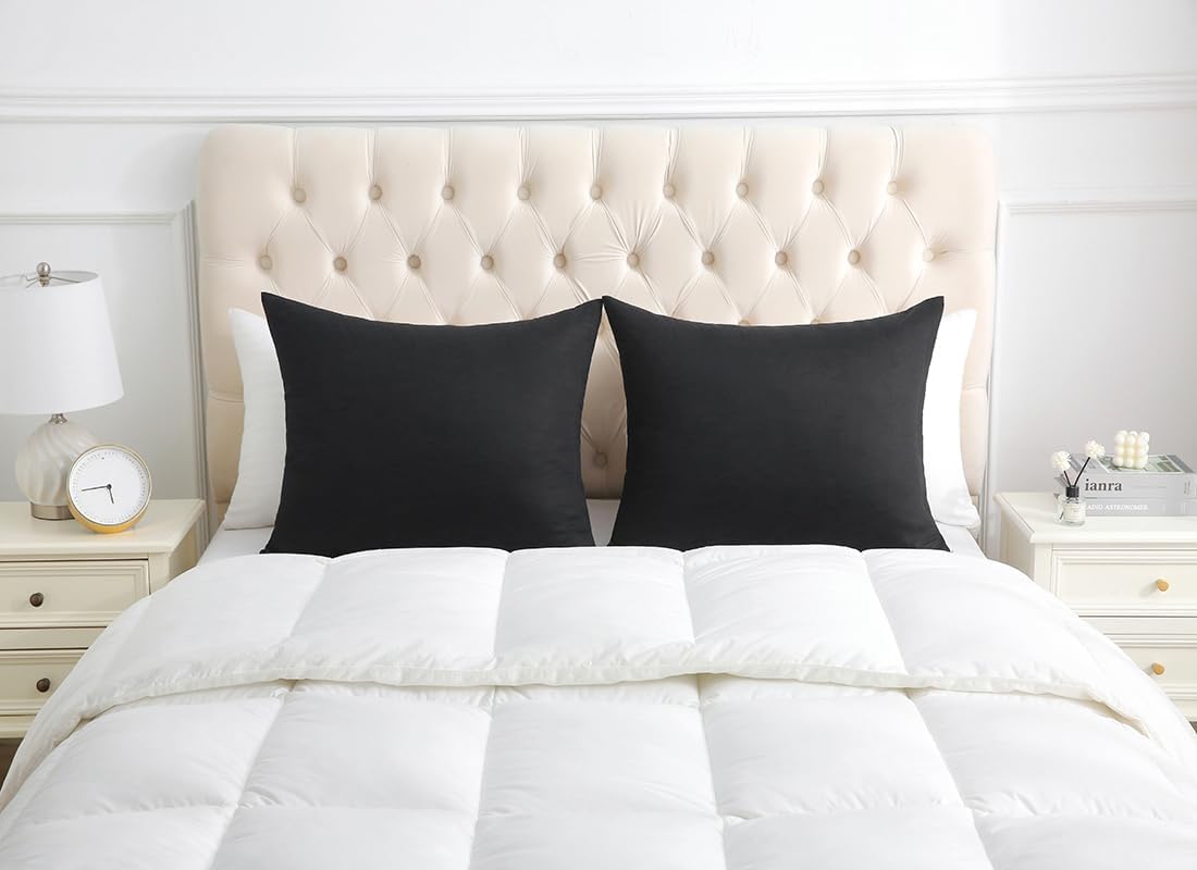 uwkcy King Pillow Cases, 100% Egyptian Cotton Pillowcases with Hidden Zipper, 500 Thread Count, Zippered Pillow Covers,Set of 2 (20x36, Black) - Image 2