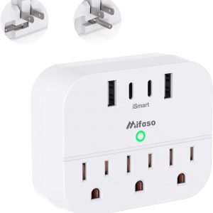 Cruise Ship Essentials, Cruise Power Strip with Foldable Plug, Travel Essentials with USB C, Outlet Extender No Surge Protector, Multi Plug Wall Outlet with 3 Outlets,Outlet Adapter Japan Plug Adapter