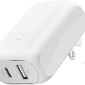 Belkin 42W Dual Port Charger Block, USB-C + USB-A Charger Super Fast Charging – Samsung Galaxy S25, Apple iPhone 17, Air, Pro, Pro Max, iPad, AirPods, Apple Watch, Nintendo Switch 2 & More – White