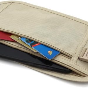 Secure Travel Money Belt, Anti-Theft Passport Holder Travel Wallet for Men Women, Hidden Under Clothes Belt Wallet, Security Travel Pouch, Waterproof Waist Bumbag for Money, Cards and Keys