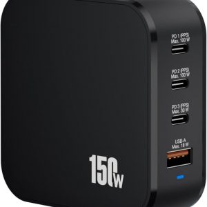 150W USB C Charger Station – Gallium Nitride Lightweight & Portable Type C Fast 4 Ports Charging Station for Multiple Devices