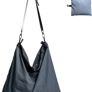 Lightweight Foldable Nylon Crossbody Bag, Stylish Compact Polyester Packable Totes, Simple Collapsible Handbag for Travel, Gym, Sports, Everyday Use – Gray, Gifts for Christmas