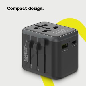 Fuel Universal International Travel Adapter w/ 20W Dual USB Charging Ports (USB-A & C) – Worldwide Wall Charger w/ AC Plug Adapter – European Outlet Converter – Travel Essentials for EU UK USA AUS