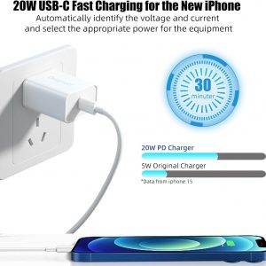 USB C Charger Block 20W, Ocupwei PD 3.0 Fast Charging Wall Charger USBC Power Adapter Type C Brick Cube for iPhone 17/Pro/Pro Max/17 Air/ 16/16 Pro/16 Pro Max/15/Plus/Pro/Pro Max [2 Pack]