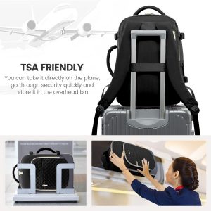 LOVEVOOK Travel Backpack for Women, 15.6in Laptop Backpack TSA Approved Carry on Luggage Personal Item Travel Bag for Business Weekender Hiking, Black-Gray