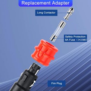 3-Pack Car Cigarette Lighter Replacement Adapter – 12V/24V Universal Power Plug with 8A Fuse Protection, Extra 10A Spare Fuses, Screwdriver & Heat Shrink Tubes for Road Trips, RV, Boat