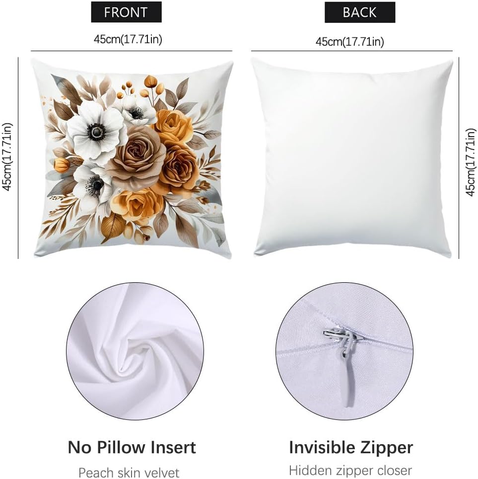 BEWQ Flowers Home Throw Pillow Covers, 18X18 inch Set of 4 Square Modern Family is Everything Outdoor Pillow Cases Decorative Cushion Covers, for Home Couch Sofa Car Decor - Image 3