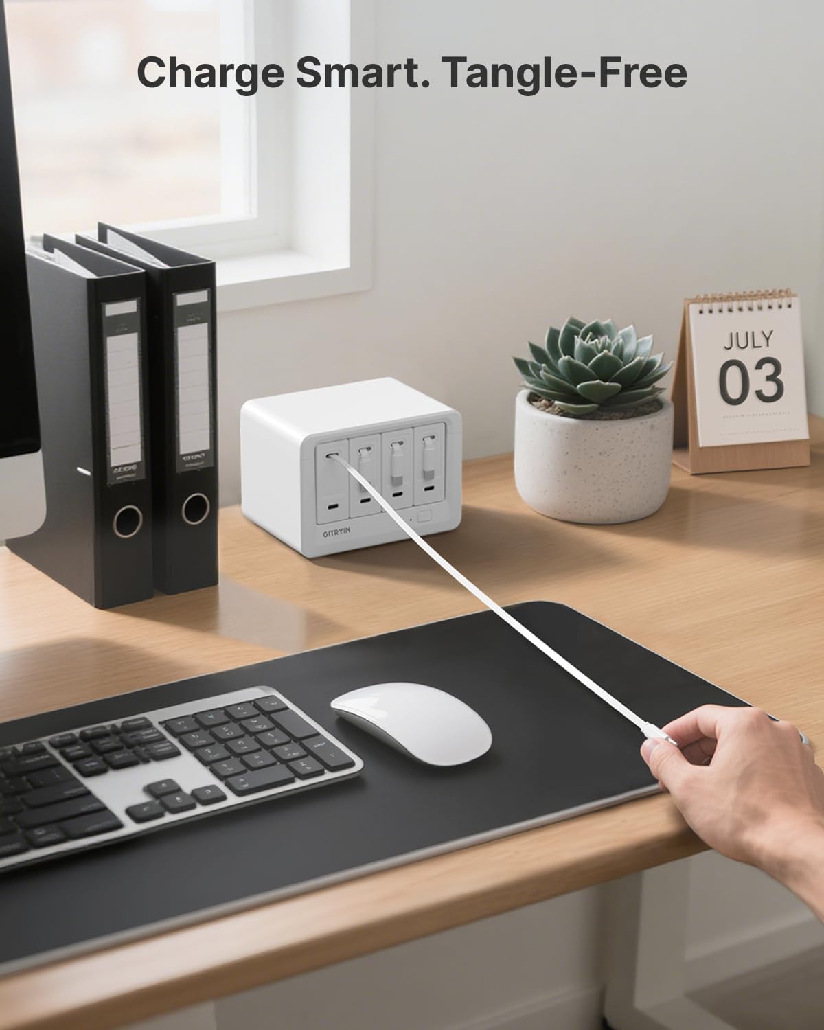 Gitryin 12-in-1 Desktop Charging Station with 4 Retractable Wall Chargers, 40W USB-C Power Strip with 4 AC, 4 USB C, 4 Type-C 33.5in Cables, Extension Cord with 1020J Surge Protection for Home Office - Image 8