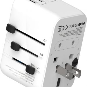 Universal Travel Adapter, International Power Plug Adapter with 3 USB-C & 2 USB-A Ports, All-in-One Worldwide Wall Charger for US EU UK AUS, Compatible with Type C/G/A/I Plugs for Travel