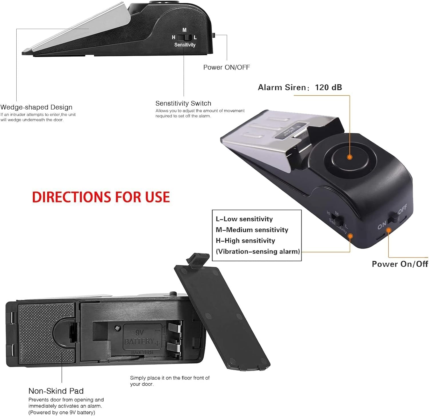 Portable Door Lock & Door Stop Alarm Set, Dual Protection Home Security Door Kit, Travel Hotel Lock Devices Pocket Self Defensey Tools for Traveling Hotel Home Apartment,Red - Image 6