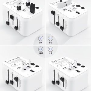 Universal Travel Adapter, International Power Plug Adapter with 3 USB-C & 2 USB-A Ports, All-in-One Worldwide Wall Charger for US EU UK AUS, Compatible with Type C/G/A/I Plugs for Travel