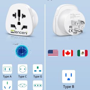 LENCENT World to US Plug Adapter, [2 Packs] European EU Europe/UK/Australia/China/Italy to USA American Outlet Power Adaptor Travel Plug Adapter