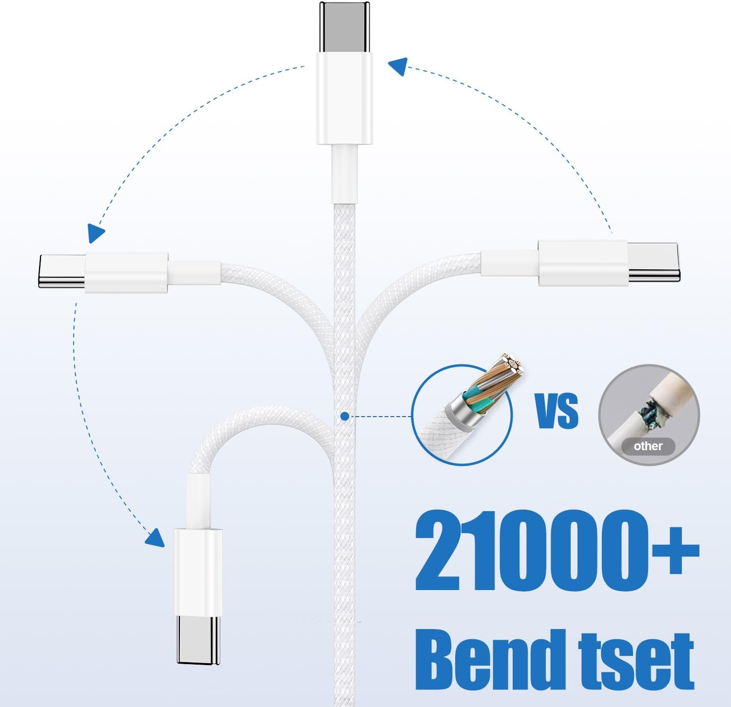 USB C to C Charging Cable 6ft, 60W Fast Type C to C Charger Cord Long for Apple iPhone 17 Pro Max/17 Air/16 Pro Max/15 Plus, MacBook Pro 2021/2020/2019,iPad 12.9/11 inch/Mini/Air 5/4,Samsung Galaxy - Image 4