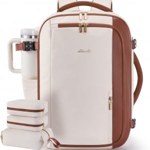 LOVEVOOK 40L Travel Backpack for Women,Carry on Luggage Backpack Flight Approved with 3 Packing Cubes,Waterproof Personal Item Travel Bag fits 17 Inch Laptop,Overnight Weekender Business Daypack