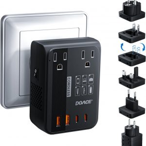 DOACE 350W Voltage Converter US to Europe – 220V to 110V Converter for European Travel, Power Converter Adapter Combo with PD Chargers for Hair Straightener Shaver Toothbrush CPAP Laptop Camera Phone