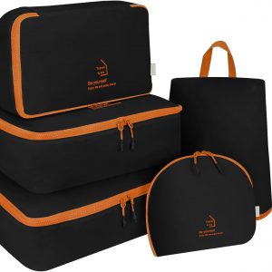 DSDCDJ Packing Cubes for Travel, Various Sizes Luggage Organizer Bags with Double Zipper, Durable Space Saver Bags Travel Essentials (5 Set, Black)