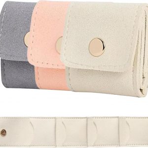Jewelry Organizer, Mini Travel Jewelry Bag, Foldable Multifunctional Travel Jewelrys Pouch With Buckle, Necklaces, Earrings, Bracelets, Solid Color And High Appearance, Light And Easy To Carry(3pcs)