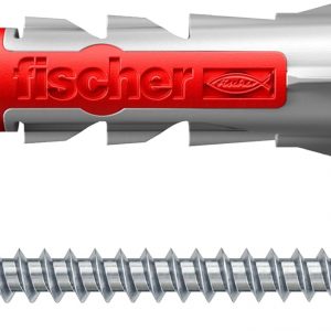 fischer DuoPower 3/16″ x 1″ (5x25mm) S, 50 Plugs & 50 Screws Metric Version Powerful Universal Plug with Intelligent 2-Component Technology for Fastenings in Concrete, Bricks, Drywall, Chipboard
