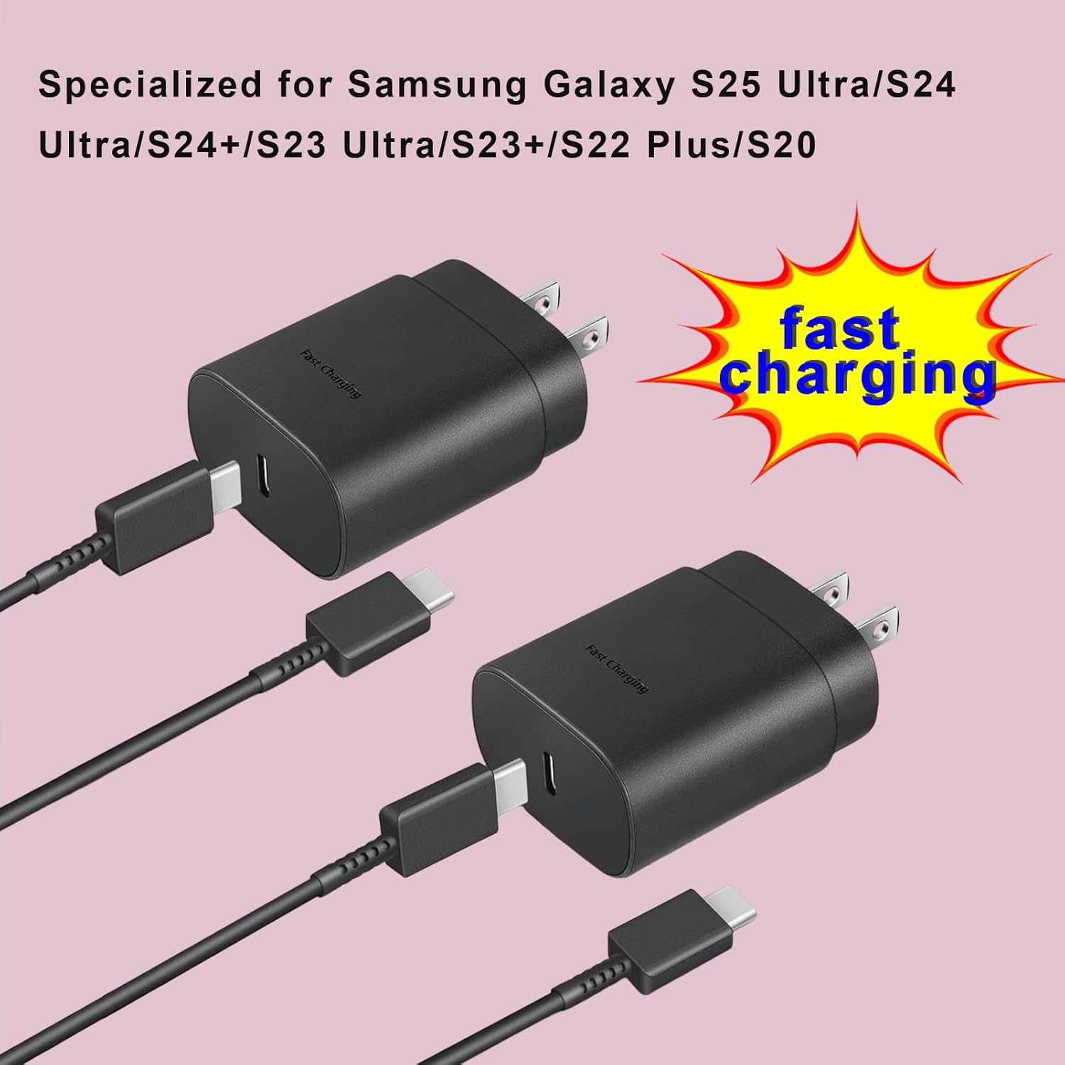 Type-c Charger Fast Charging Block,25W Power Adapter with 4FT Cable, Ultra Fast Charging for Samsung Galaxy S24 S23 S22 S21 Ultra/S20 Ultra/Note 20 Ultra and Other Devices - Image 2