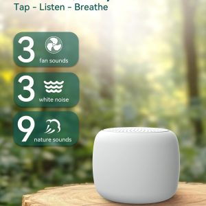 Babelio White Noise Sound Machine for Adults Kids Baby, Mini, 15 Non-looping Sounds, Timer, Memory Function, Easy to Pocket and Travel White