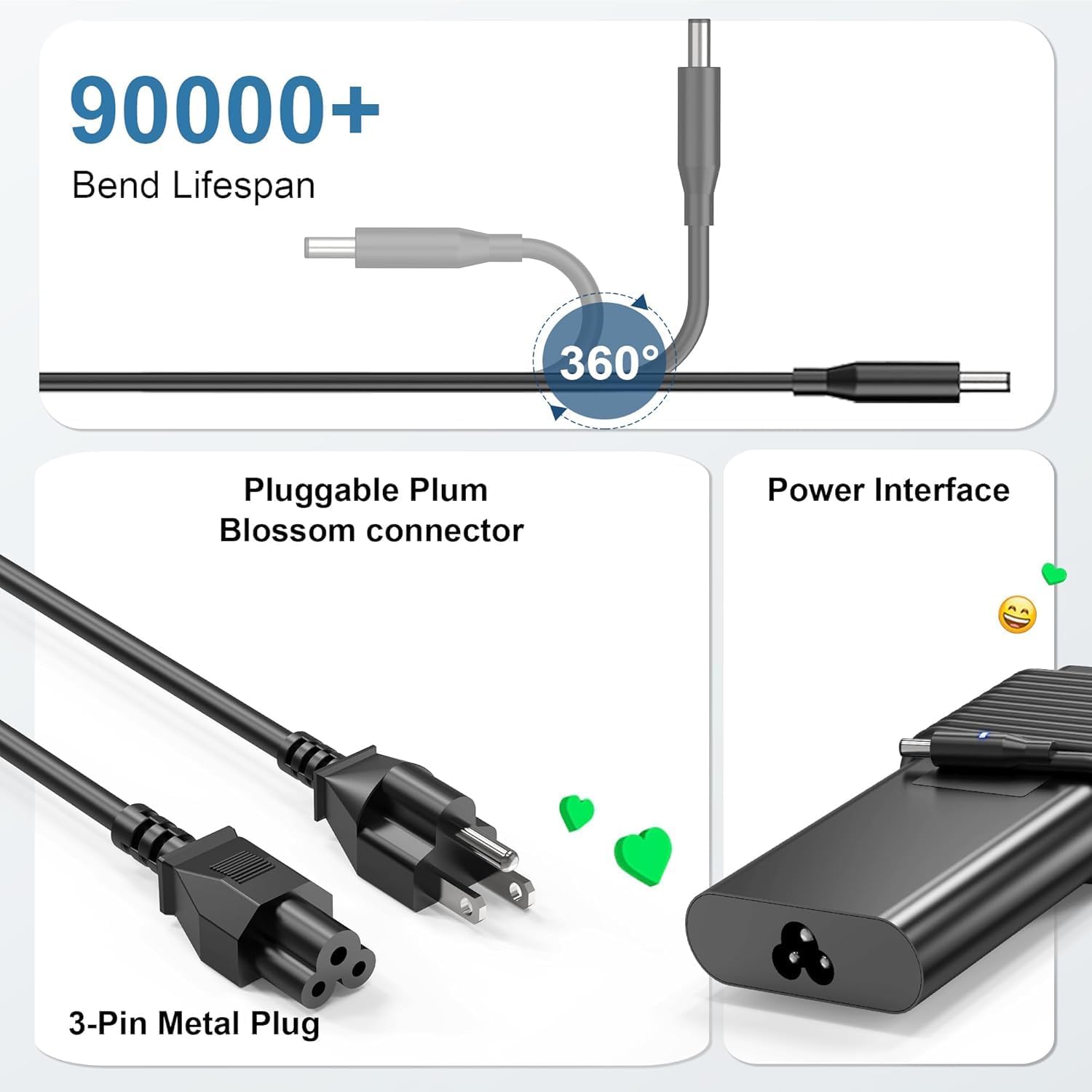 130W 4.5mm Round Tip AC Adapter Laptop Charger Replacement for Dell XPS 15 9530 9550 9560 9570 7590 Inspiron 7347 7348 7459 Precision M3800 M2800 5510 5520 5530 5540 HA130PM130 0RN7NW Power Cord - Image 4