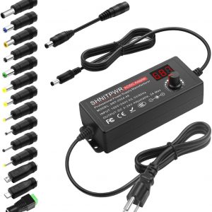 SHNITPWR Universal AC to DC Adapter 3V ~ 24V 2A 48W Switching Power Supply 3V 5V 6V 9V 12V 15V 18V 19V 20V 24V 1A 1.5A 2 Amps Adjustable AC/DC Converter Transformer with 14 Tips & Polarity Converter
