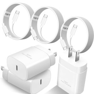 Samsung Super Fast USB C Charger,3Pack 25W Android Charger Fast Charging Block,Samsung Galaxy Phone Chargers 10FT Extra Long USB C Charging Cord for SamsungGalaxy S25 Ultra/S25+/S24/S23 FE/S22/S21/S20