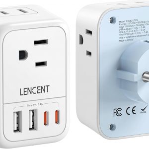 LENCENT Germany France Travel Power Adapter, Schuko Type E/F Plug Converter with 4 Outlet, 4 USB Charger(2 Type C) Adaptor, US to EU Spain French German Greece Norway Iceland Korea Russia Portugal