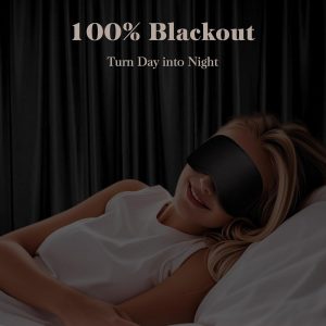 3D Eye Mask Sleep Mask for Men & Women, 100% Pressure-Free & Light Block-Out Eye Mask for Sleep with Easy Adjustable Strap, Night Eye Cover for Travel, Black