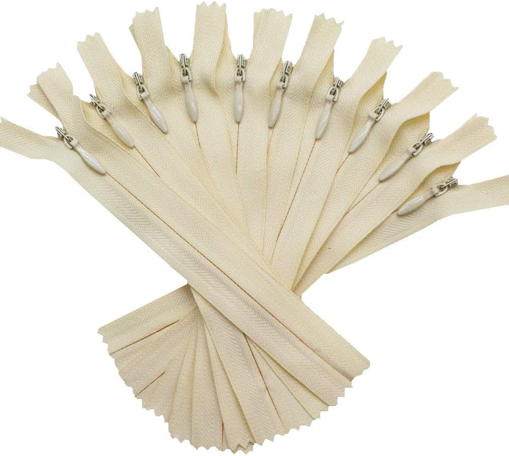 YaHoGa 10pcs 22 Inches Invisible Zippers Conceal Zippers for Sewing, Dress, Garments, Clothes, Pillow, Tailor, Craft (Beige, 22") - Image 2