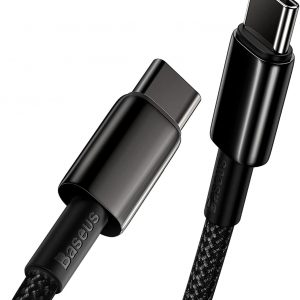 Baseus USB C Cable, 100W PD 5A QC 4.0 Fast Charging USBC to USBC Cable, Zinc Alloy Nylon Braided Type C Charger Cord for iPhone 17 16 Pro Plus Pro Max, MacBook, iPad/mini, Samsung S23/S22+
