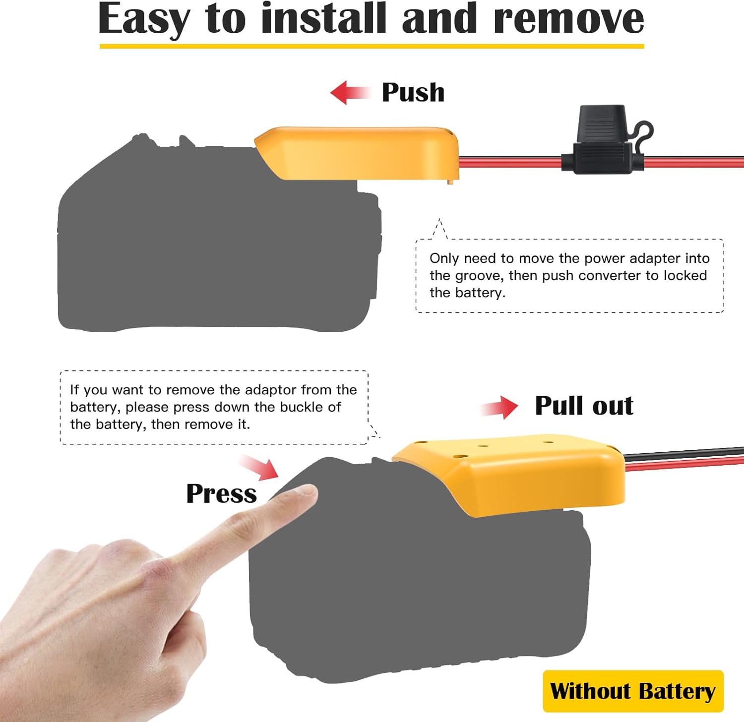 2 Packs Power Wheel Adapter for Dewalt 20V Battery Adapter Power Wheel Battery Converter Kit with Fuses & Wire Terminals, 12AWG Wire, Power Connector for DIY Rc Car Toys, Robotics and Rc Truck - Image 5