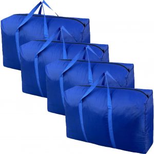 100L Extra Large Storage Bags, Big Moving Bags with Strong Zippers & Carrying Handles, Packing Bags for Moving, Storage, Travel and Camping, Storage Totes For Space Saving (Blue, 4 Pack)