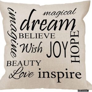 HGOD DESIGNS Inspirational Pillowcase, Dream Hope Wish Love Quote Throw Pillow Case Cushion Cove Hidden Zipper 18X18 Inches