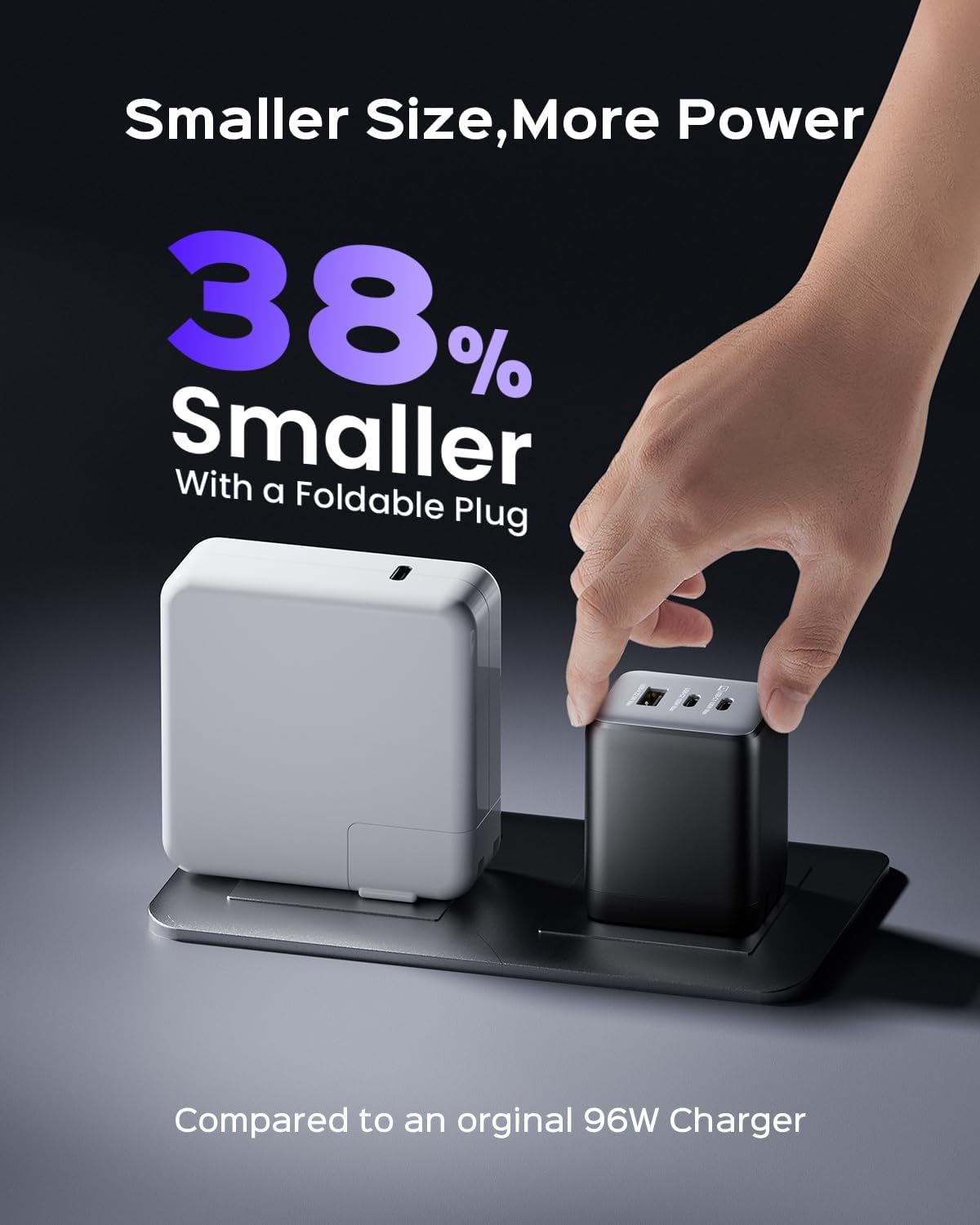 100W USB C Charger Block, 3-Port Compact Foldable Power Adapter USB Wall Charger for MacBook Pro/Air, Dell XPS, iPad Pro, iPhone Series, Galaxy S25/S24, and More (Black) - Image 4